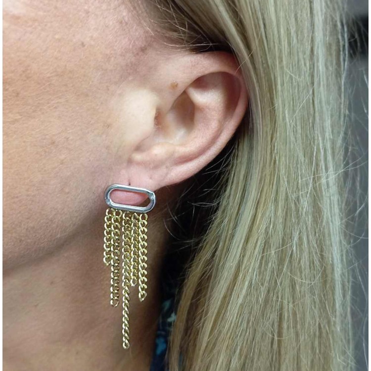 Boucles d'oreilles argentées et dorées - Acier inoxydable