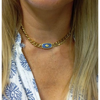 Collier doré Lapis Lazuli - Acier Inoxydable