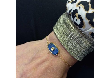 Bracelet doré Lapis Lazuli - Acier inoxydable