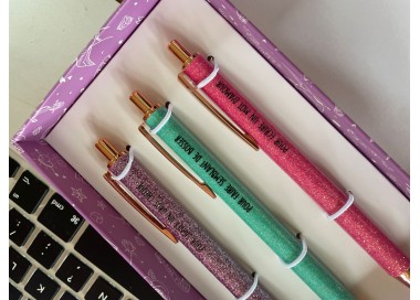 Coffret de 3 stylos à paillettes