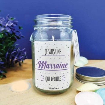 Bougie "Je suis une marraine qui déchire" - Fleur de coton