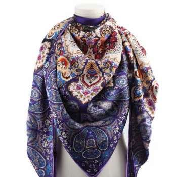 Foulard Grand carré Violet - 30% Soie