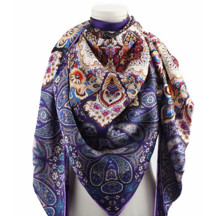 Foulard Grand carré Violet - 30% Soie