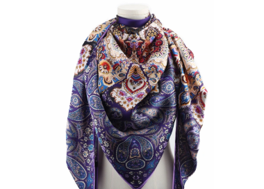 Foulard Grand carré Violet - 30% Soie