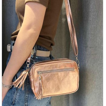 Sac Bandoulière Cuir effet métallisé  - Made in Italy