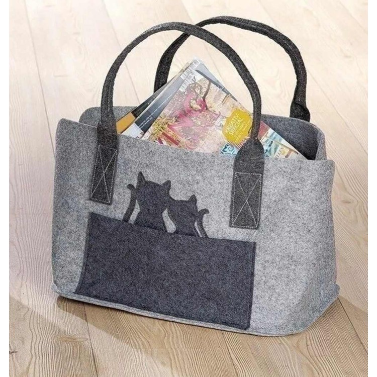 Sac en feutrine "Couple de Chats"