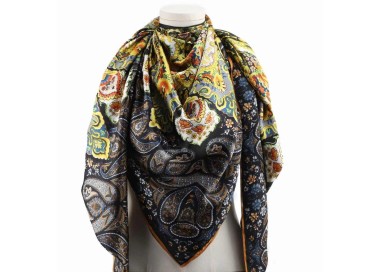 Foulard Grand carré Noir - 30% Soie