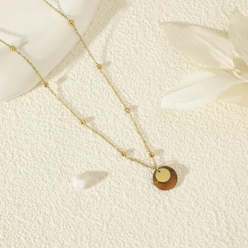 Collier Chaîne Dorée Pierre Œil de Tigre - Acier Inoxydable