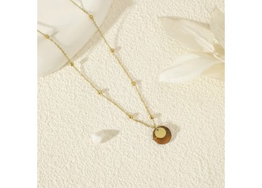Collier Chaîne Dorée Pierre Œil de Tigre - Acier Inoxydable