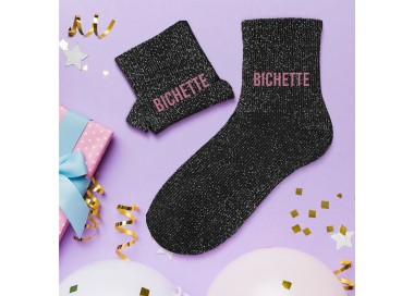 Chaussettes paillettes "bichette" - Noir