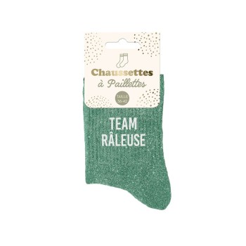 Chaussettes paillettes "team râleuse" - Vert