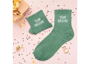 Chaussettes paillettes "team râleuse" - Vert