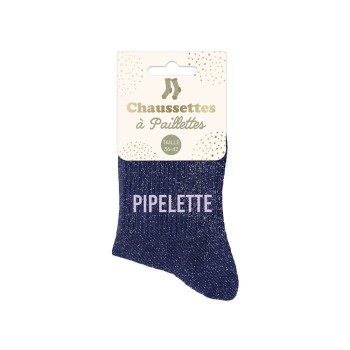 Chaussettes paillettes "pipelette" - Bleu/gris