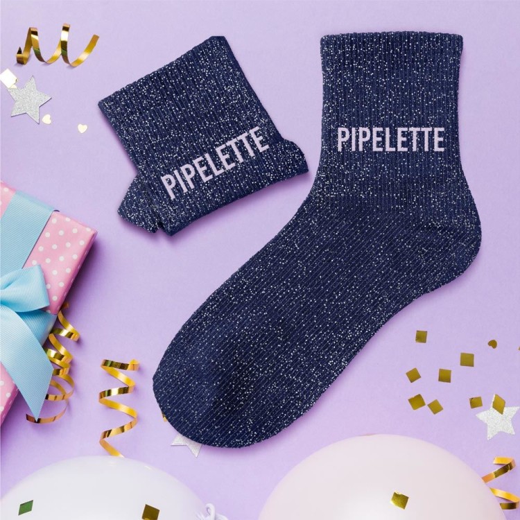 Chaussettes paillettes "pipelette" - Bleu/gris Chaussettes paillettes "pipelette" - Bleu/gris