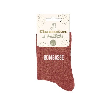 Chaussettes paillettes "bombasse" - Brique