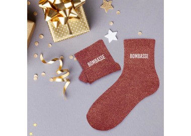 Chaussettes paillettes "bombasse" - Brique