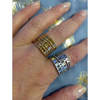 Bague ajustable multibrins médailles - Acier inoxydable