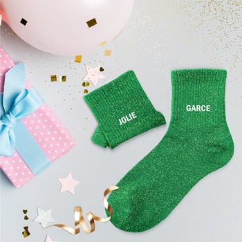 Chaussettes paillettes "jolie garce" - Vert