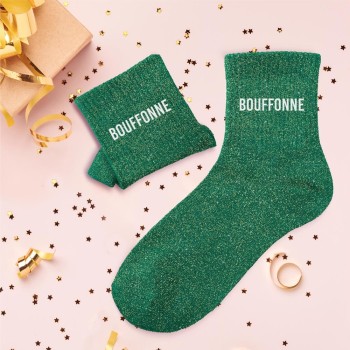 Chaussettes paillettes "Bouffonne" - Vert