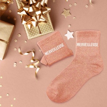 Chaussettes paillettes "Merveilleuse" - Orange