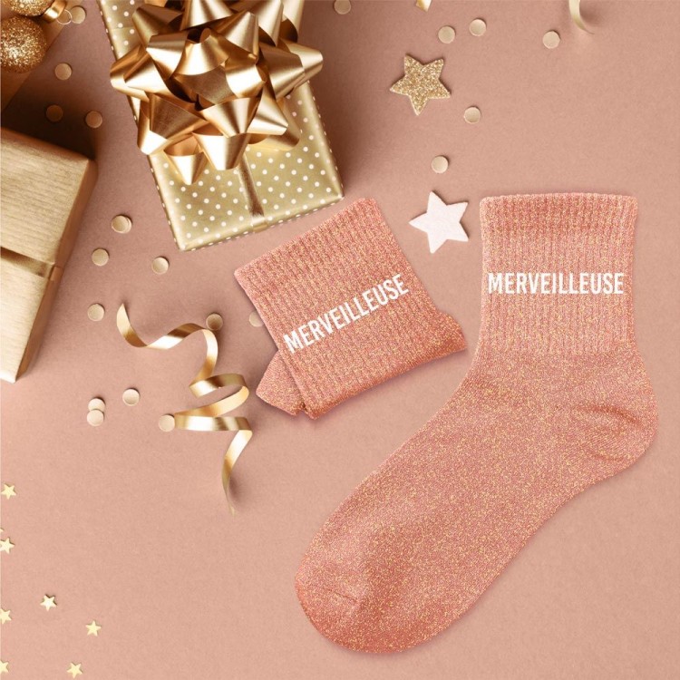 Chaussettes paillettes "Merveilleuse" - Orange Chaussettes paillettes "Merveilleuse" - Orange