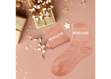 Chaussettes paillettes "Merveilleuse" - Orange