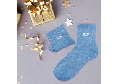 Chaussettes paillettes "Peste" - Bleu