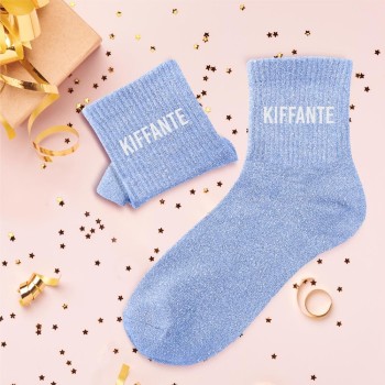 Chaussettes paillettes "Kiffante" - Bleu ciel