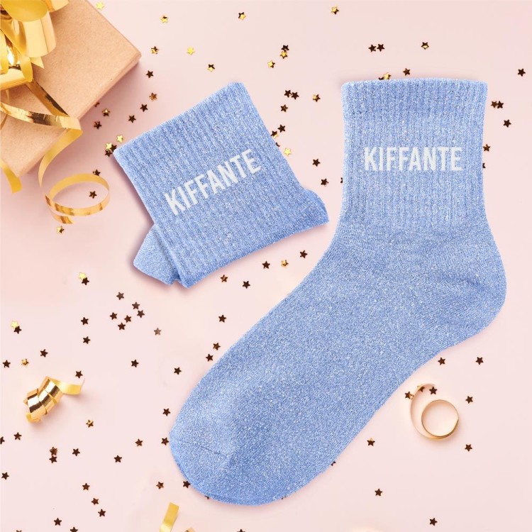 Chaussettes paillettes "Kiffante" - Bleu ciel Chaussettes paillettes "Kiffante" - Bleu ciel