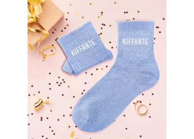 Chaussettes paillettes "Kiffante" - Bleu ciel