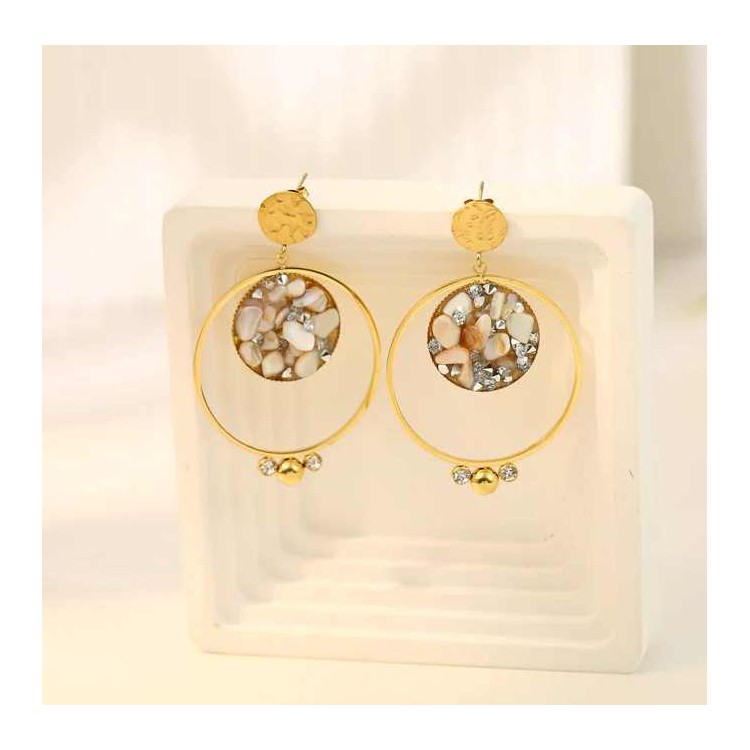 Boucles d'Oreilles Dorées Cercles - Acier inoxydable Boucles d'Oreilles Dorées Cercles - Acier inoxydable