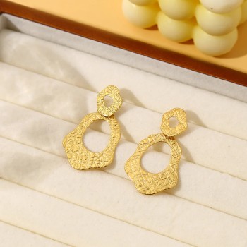 Boucles d'Oreilles Dorées martelées - Acier inoxydable