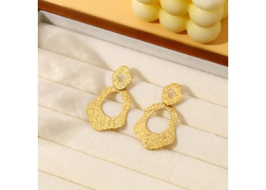 Boucles d'Oreilles Dorées martelées - Acier inoxydable