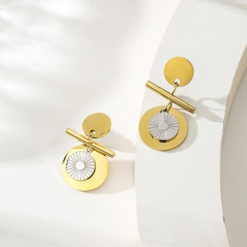 Boucles d'Oreilles Dorées et Argentées- Acier inoxydable