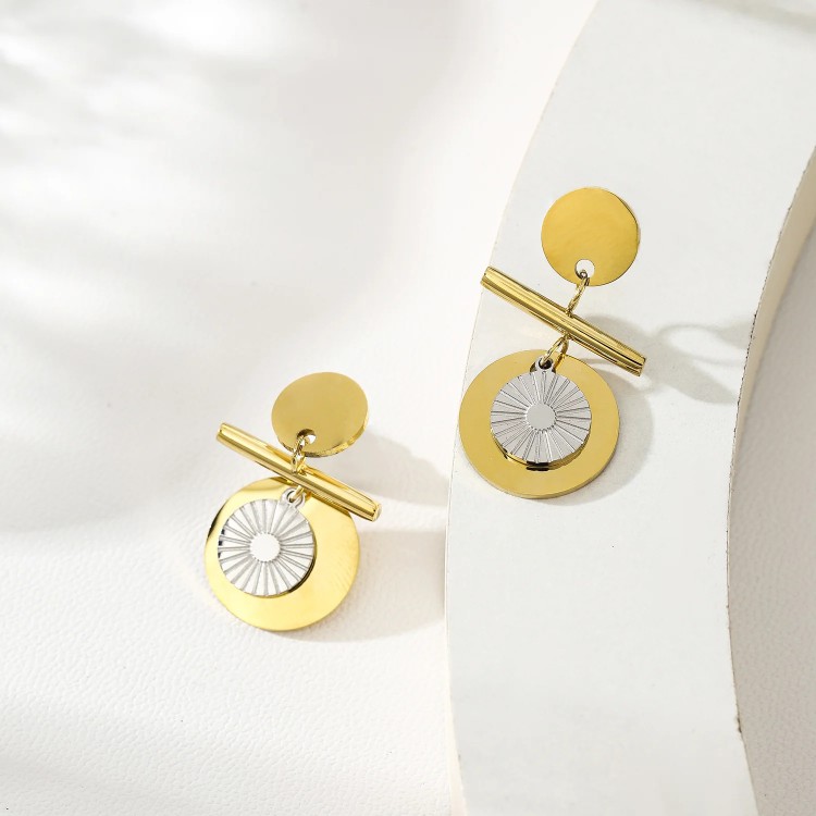 Boucles d'Oreilles Dorées et Argentées- Acier inoxydable Boucles d'Oreilles Dorées et Argentées- Acier inoxydable