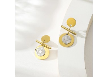 Boucles d'Oreilles Dorées et Argentées- Acier inoxydable