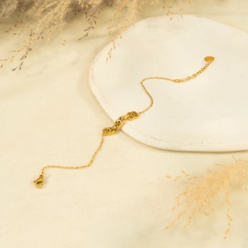 Bracelet chaîne dorée avec maillons au centre - Acier inoxydable