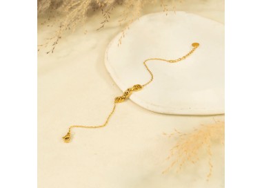 Bracelet chaîne dorée avec maillons au centre - Acier inoxydable