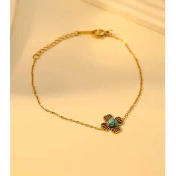 Bracelet doré fin avec trèfle - Acier inoxydable