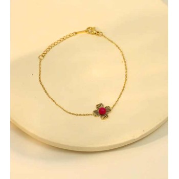 Bracelet doré fin avec trèfle - Acier inoxydable