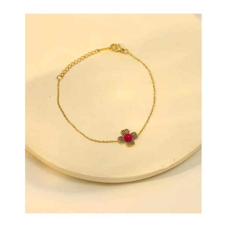 Bracelet doré fin avec trèfle - Acier inoxydable Bracelet doré fin avec trèfle - Acier inoxydable