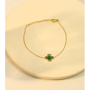 Bracelet doré fin avec trèfle - Acier inoxydable