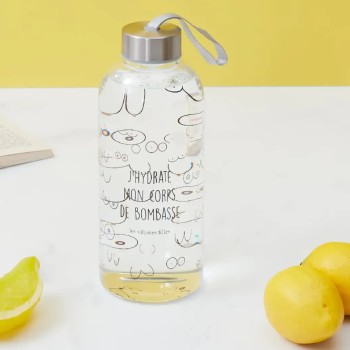 Gourde en verre "J'hydrate mon corps de bombasse"