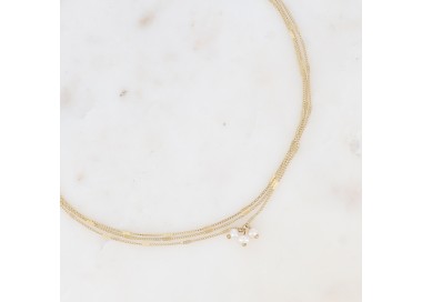 Collier - 3 mailles, 3 perles d'eau douce