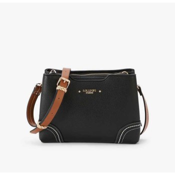 Sac multipoches en simili cuir grainé noir - LOLLIPOPS