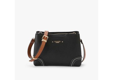 Sac multipoches en simili cuir grainé noir - LOLLIPOPS