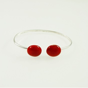 Bracelet Céramique Rouge Coquelicot- Créateur gevole