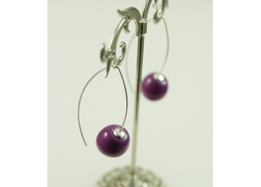 Boucles d'oreilles Céramique  Violet Orchidée- Créateur