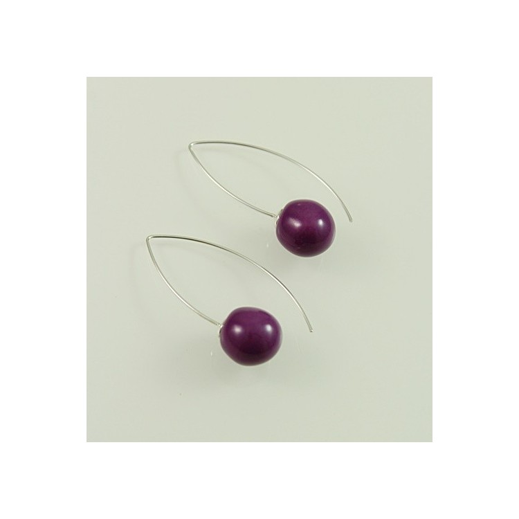 Boucles d'oreilles Céramique  Violet Orchidée- Créateur