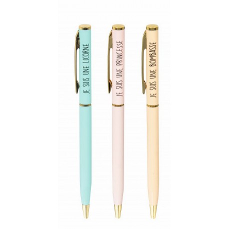 Coffret de 3 stylos "Princesse, Licorne, Bombasse" - Les Vilaines Filles